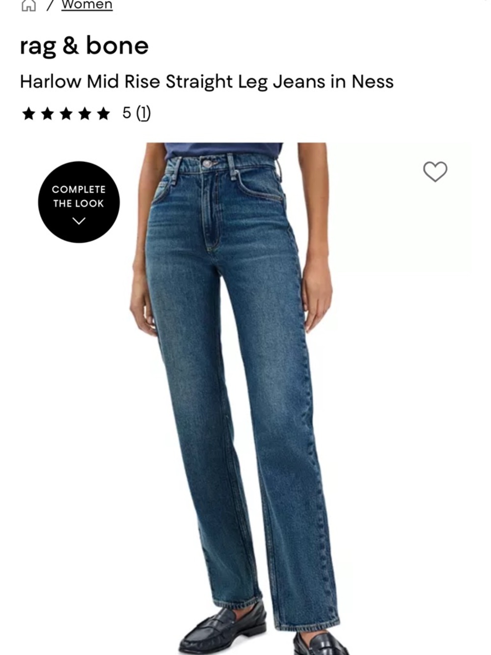 rag & bone Harlow Mid Rise Straight Leg Jeans - Ness Blue